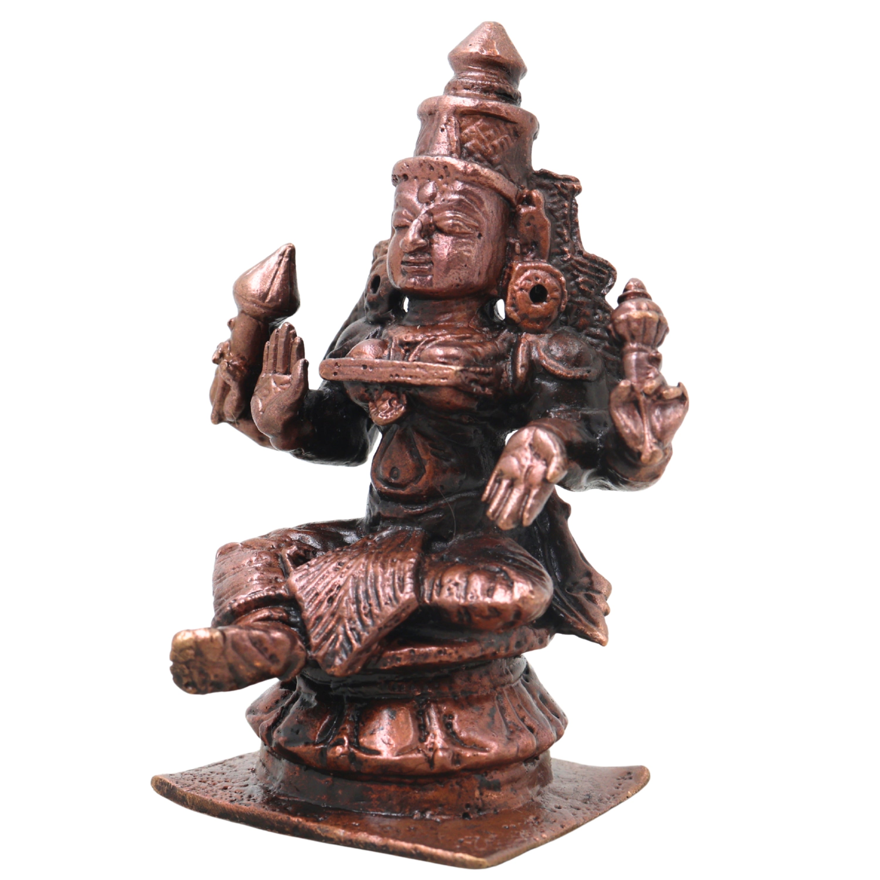 Copper Mahalakshmi Idol Murti Handcrafted Traditional Chola Lakshmi Devi Statue for Pooja, Decor & Gifting, Brown, 3 Inch, 1 Piece