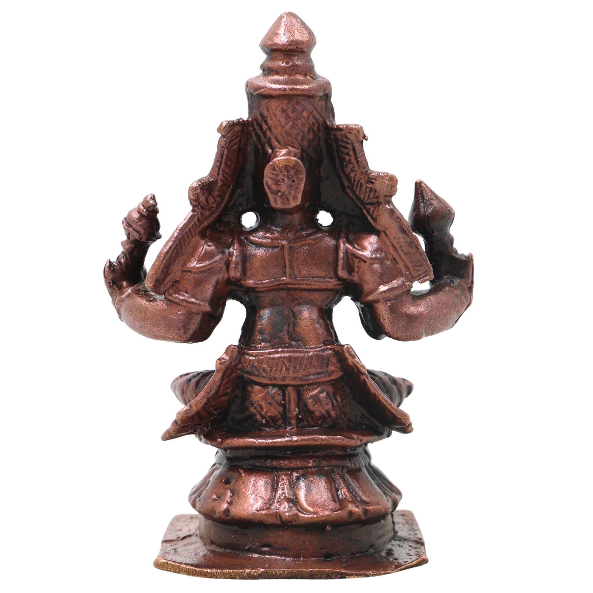 Copper Mahalakshmi Idol Murti Handcrafted Traditional Chola Lakshmi Devi Statue for Pooja, Decor & Gifting, Brown, 3 Inch, 1 Piece