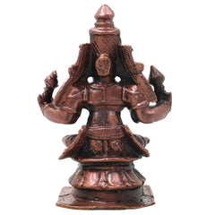 Copper Mahalakshmi Idol Murti Handcrafted Traditional Chola Lakshmi Devi Statue for Pooja, Decor & Gifting, Brown, 3 Inch, 1 Piece