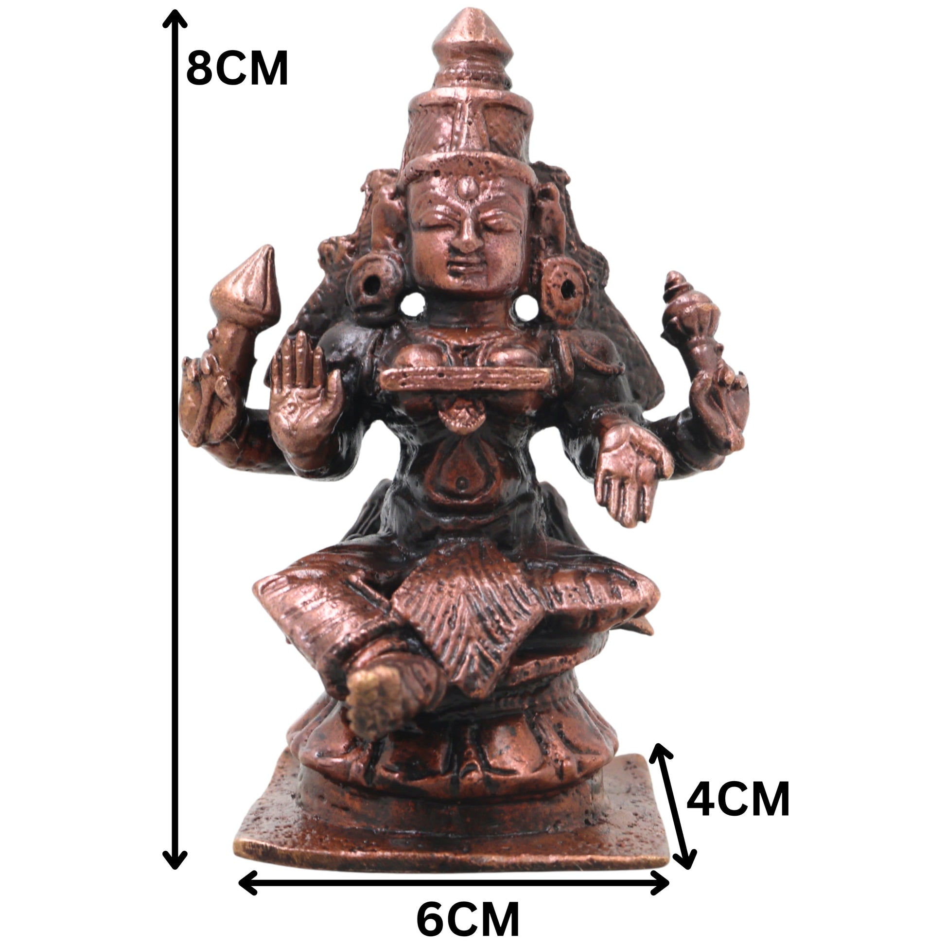 Copper Mahalakshmi Idol Murti Handcrafted Traditional Chola Lakshmi Devi Statue for Pooja, Decor & Gifting, Brown, 3 Inch, 1 Piece