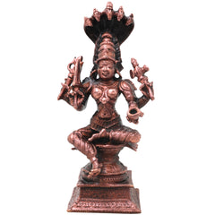Copper Mariamman Idol with Nag Aura Handcrafted Traditional Amman Devi Murti for Pooja, Home Decor & Gifting, Brown, 5 Inch, 1 Piece
