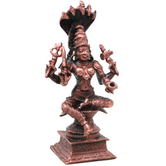 Copper Mariamman Idol with Nag Aura Handcrafted Traditional Amman Devi Murti for Pooja, Home Decor & Gifting, Brown, 5 Inch, 1 Piece