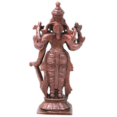 Copper Lakshmi Idol Handcrafted Murti Mahalakshmi Traditional Chola Style Statue for Pooja, Home Decor & Gifting, Brown, 5 Inch, 1 Piece