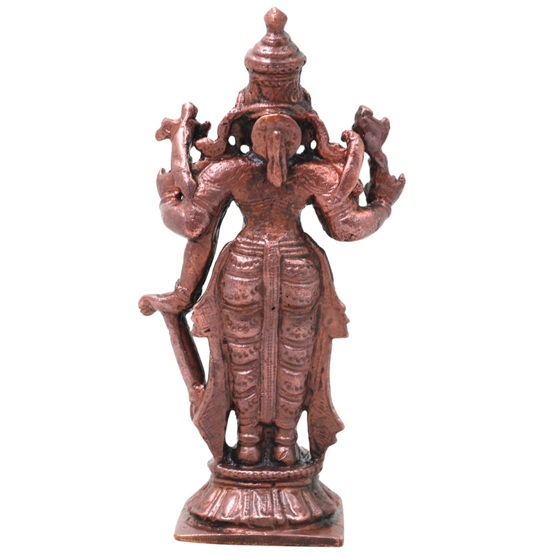 Copper Lakshmi Idol Handcrafted Murti Mahalakshmi Traditional Chola Style Statue for Pooja, Home Decor & Gifting, Brown, 5 Inch, 1 Piece