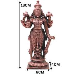 Copper Lakshmi Idol Handcrafted Murti Mahalakshmi Traditional Chola Style Statue for Pooja, Home Decor & Gifting, Brown, 5 Inch, 1 Piece