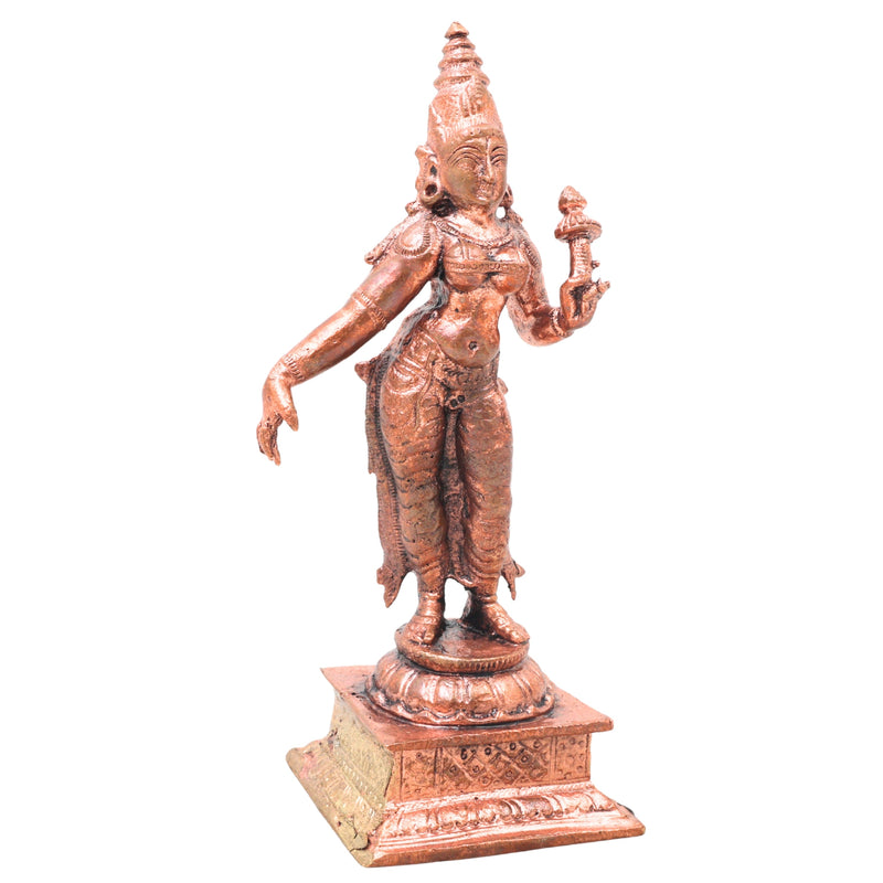 Copper Bhudevi Idol Handcrafted Bhoomi Mata Prithvi Devi Traditional Chola Murti for Pooja, Decor & Gifting, Brown, 5 Inch, 1 Piece