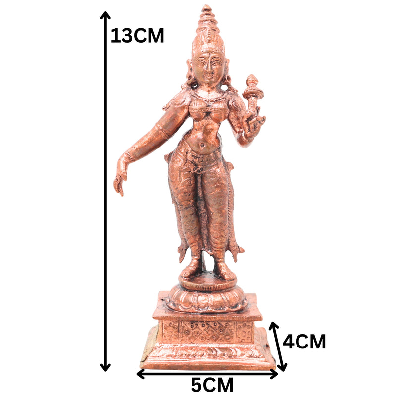 Copper Bhudevi Idol Handcrafted Bhoomi Mata Prithvi Devi Traditional Chola Murti for Pooja, Decor & Gifting, Brown, 5 Inch, 1 Piece