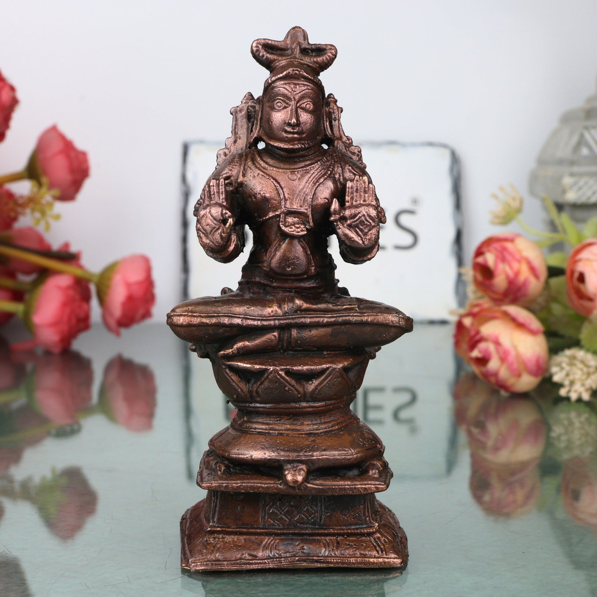 Copper Agastya Maharshi Idol Handcrafted Agathiyar Sage Murti Traditional Chola Sculpture for Pooja & Gifting, Brown, 5 Inch, 1 Piece