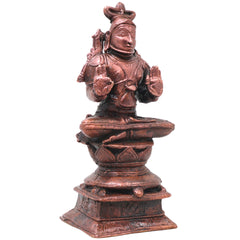 Copper Agastya Maharshi Idol Handcrafted Agathiyar Sage Murti Traditional Chola Sculpture for Pooja & Gifting, Brown, 5 Inch, 1 Piece