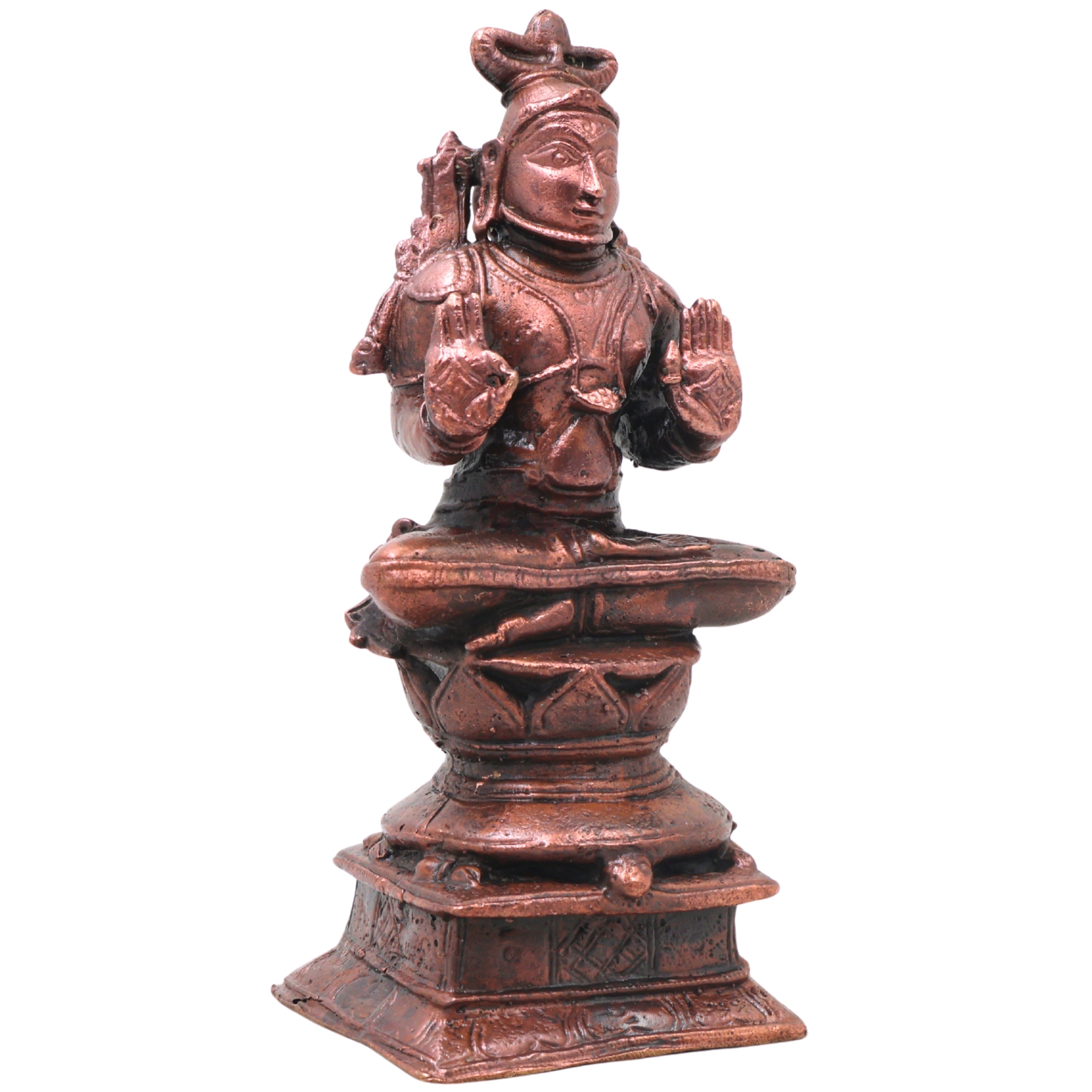 Copper Agastya Maharshi Idol Handcrafted Agathiyar Sage Murti Traditional Chola Sculpture for Pooja & Gifting, Brown, 5 Inch, 1 Piece