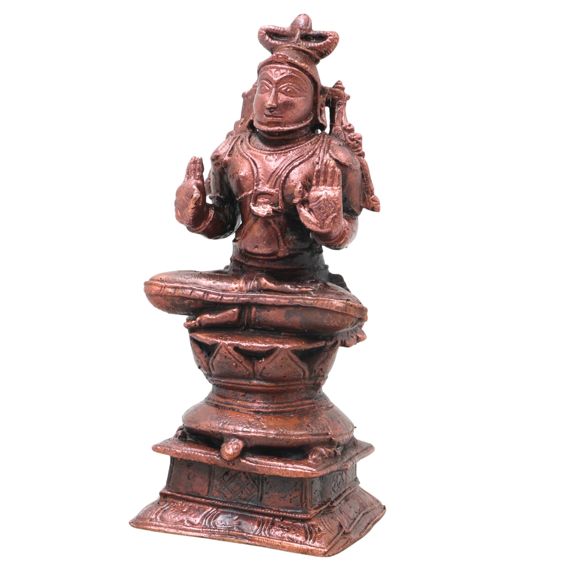 Copper Agastya Maharshi Idol Handcrafted Agathiyar Sage Murti Traditional Chola Sculpture for Pooja & Gifting, Brown, 5 Inch, 1 Piece