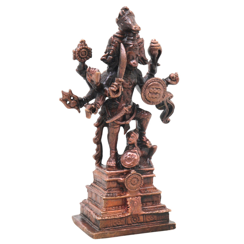 Copper Panchamukhi Veera Hanuman Idol Handcrafted Traditional Chola Anjaneya Murti for Pooja Decor & Gifting, Brown, 4 Inch, 1 Piece