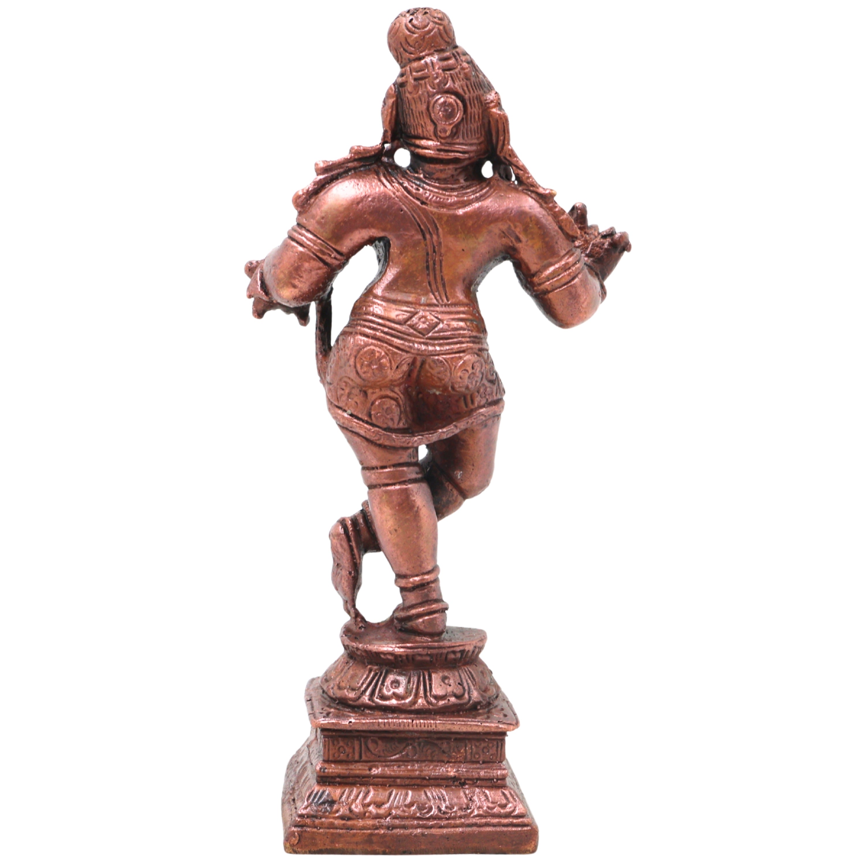Copper Ladoo Krishna Idol, Handcrafted Bala Gopala Murti Traditional Chola Style for Pooja, Home Decor & Gifting, Brown, 5.5 Inch, 1 Piece