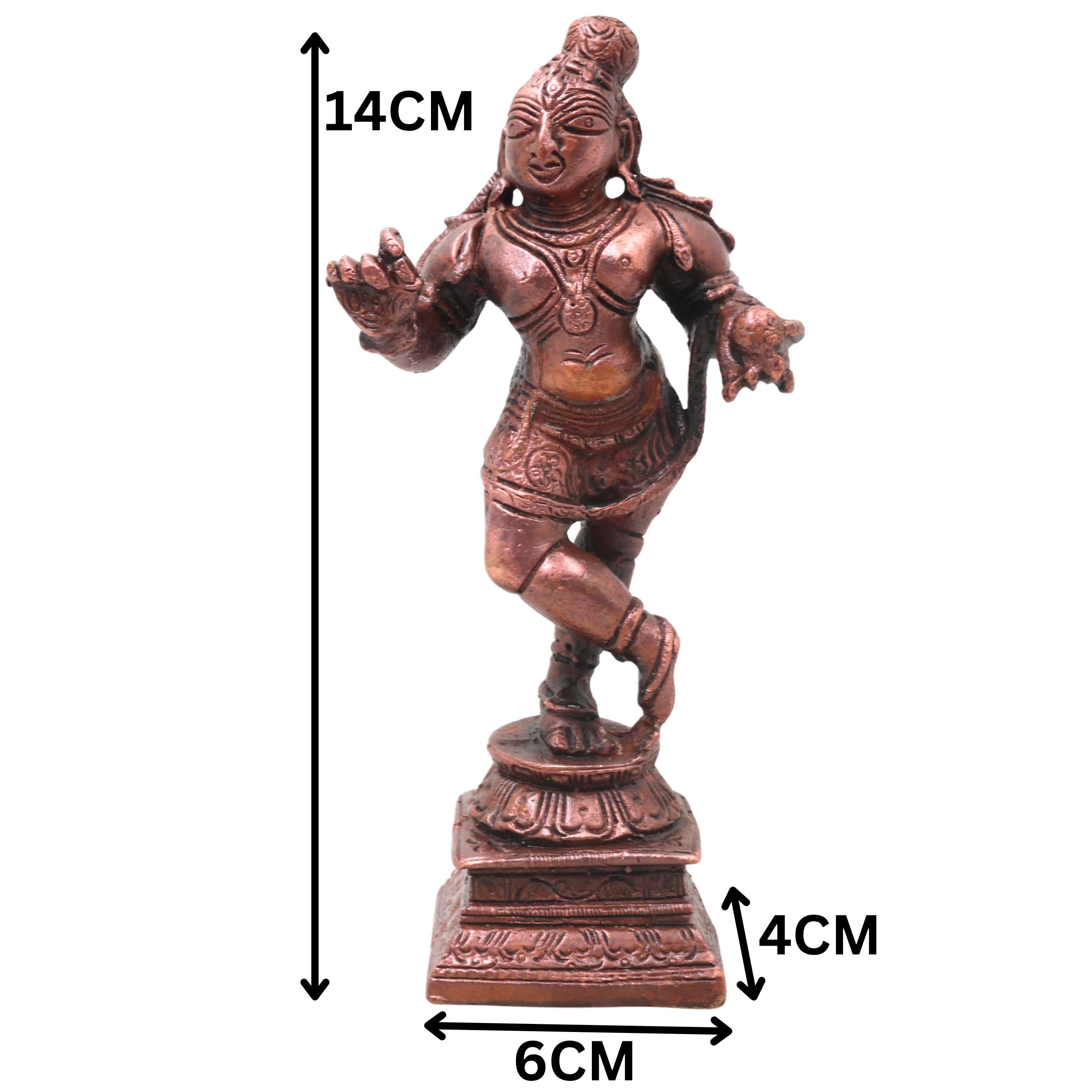 Copper Ladoo Krishna Idol, Handcrafted Bala Gopala Murti Traditional Chola Style for Pooja, Home Decor & Gifting, Brown, 5.5 Inch, 1 Piece