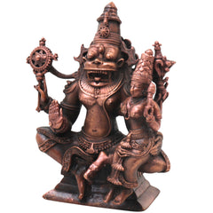 Copper Lakshmi Narasimha Idol Handcrafted Narahari Swamy Traditional Chola Murti for Pooja, Decor & Gifting, Brown, 5 Inch, 1 Piece