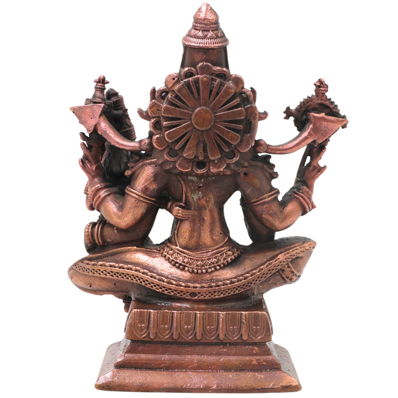 Copper Lakshmi Narasimha Idol Handcrafted Narahari Swamy Traditional Chola Murti for Pooja, Decor & Gifting, Brown, 5 Inch, 1 Piece