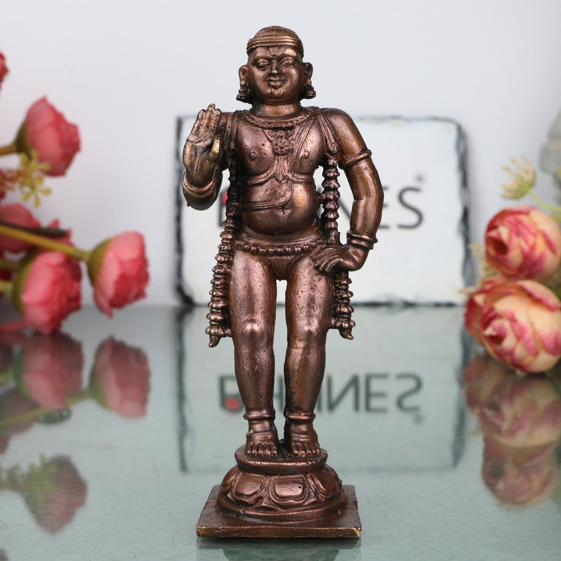 Copper Saint Manikkavasagar Idol Handmade Traditional Murti for Pooja, Home Decor & Spiritual Gifting, Brown, 4.5 Inch, 1 Piece