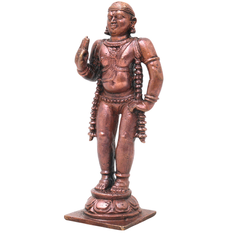 Copper Saint Manikkavasagar Idol Handmade Traditional Murti for Pooja, Home Decor & Spiritual Gifting, Brown, 4.5 Inch, 1 Piece