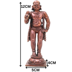 Copper Saint Manikkavasagar Idol Handmade Traditional Murti for Pooja, Home Decor & Spiritual Gifting, Brown, 4.5 Inch, 1 Piece