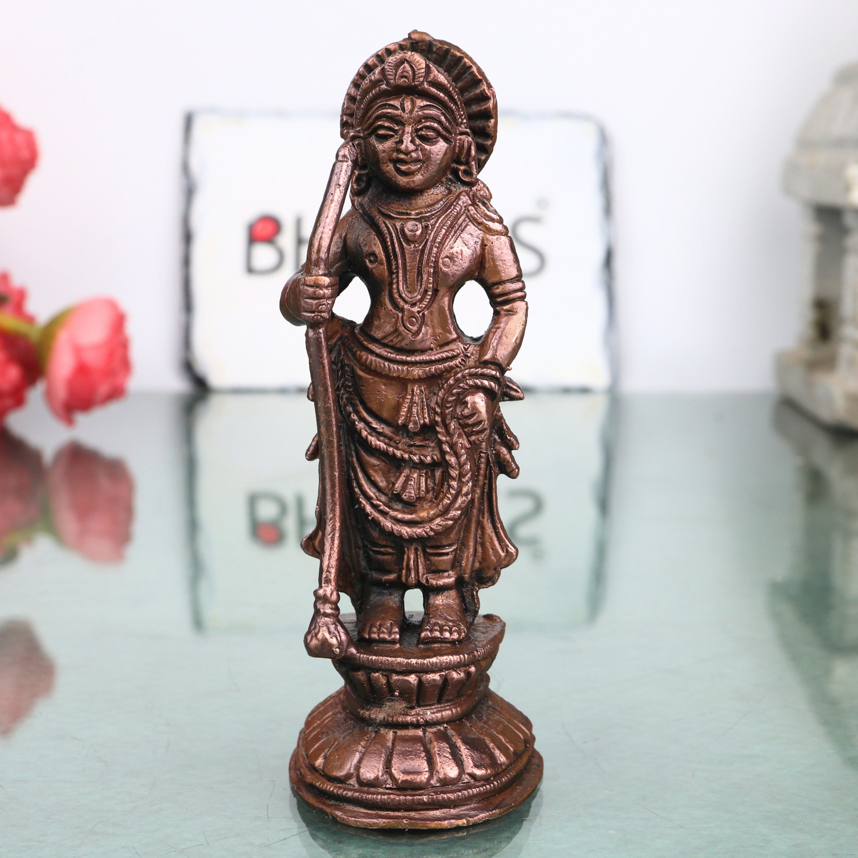 Copper Udupi Krishna Idol Handcrafted Bala Gopala Murti Traditional Chola Style for Pooja, Decor & Gifting, Brown, 4.5 Inch, 1 Piece