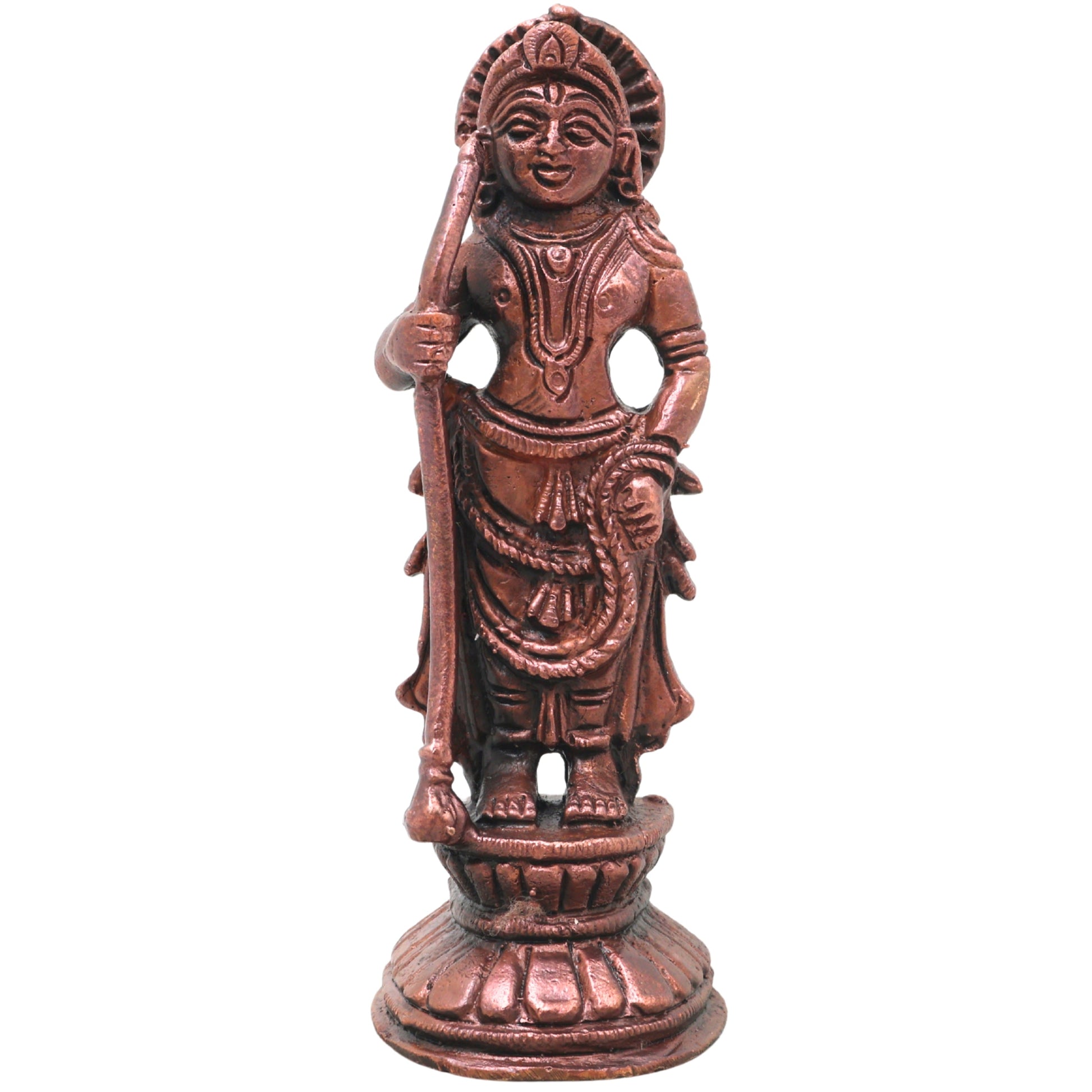 Copper Udupi Krishna Idol Handcrafted Bala Gopala Murti Traditional Chola Style for Pooja, Decor & Gifting, Brown, 4.5 Inch, 1 Piece