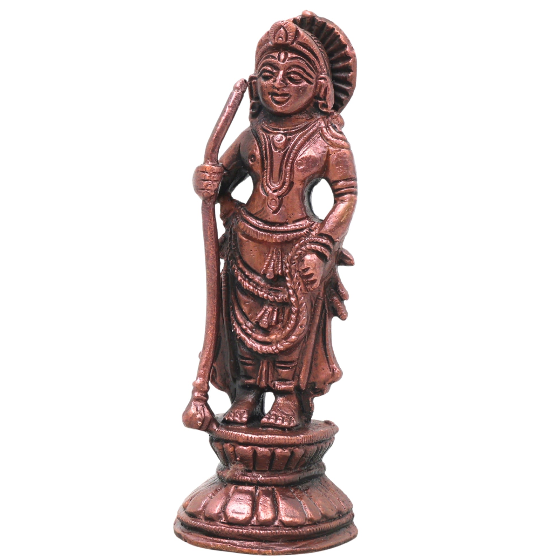 Copper Udupi Krishna Idol Handcrafted Bala Gopala Murti Traditional Chola Style for Pooja, Decor & Gifting, Brown, 4.5 Inch, 1 Piece