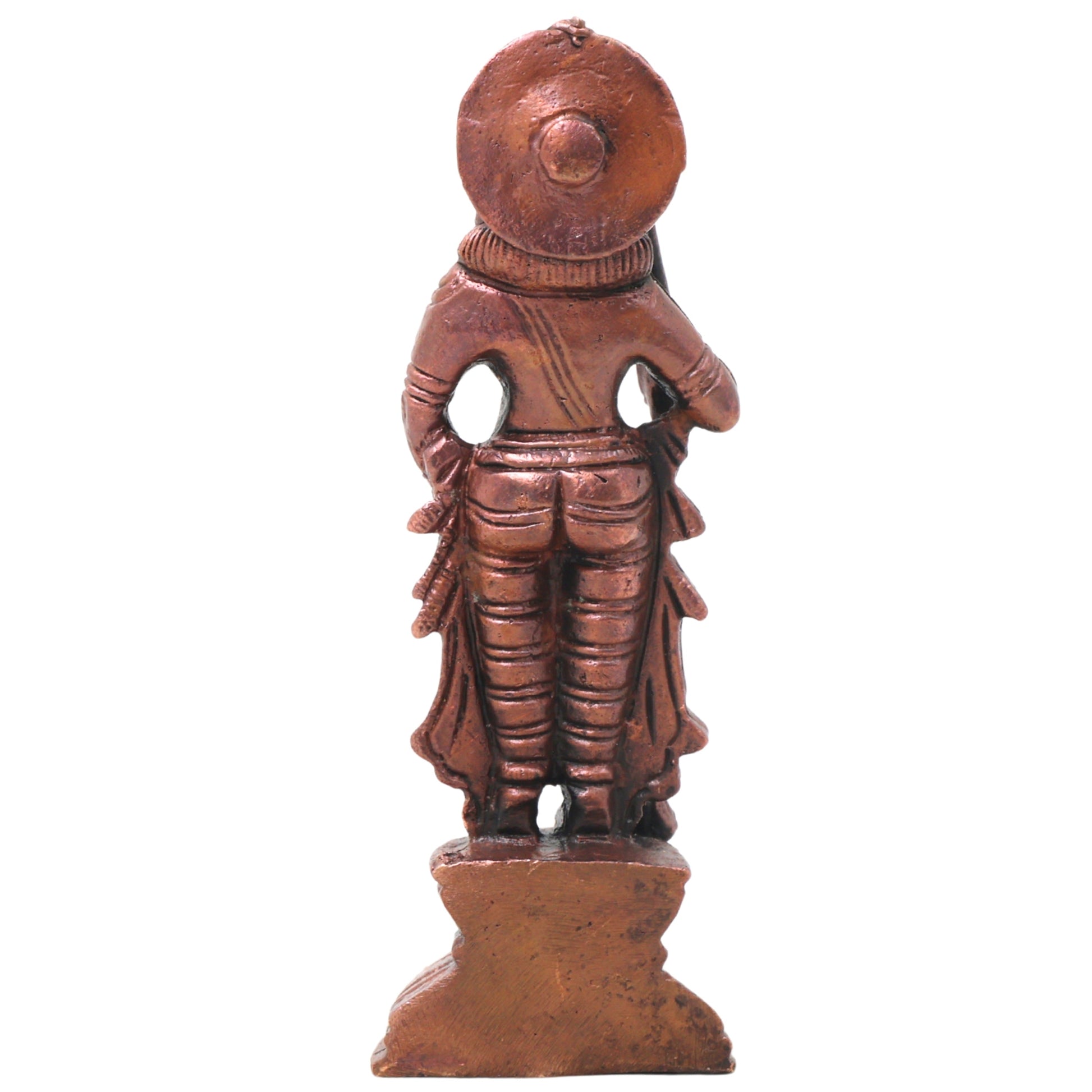 Copper Udupi Krishna Idol Handcrafted Bala Gopala Murti Traditional Chola Style for Pooja, Decor & Gifting, Brown, 4.5 Inch, 1 Piece