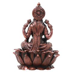 Copper Mahalakshmi Idol Handcrafted Murti Traditional Chola Lakshmi Devi Statue for Pooja, Home Decor & Gifting, Brown, 4.5 Inch, 1 Piece