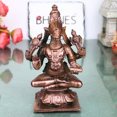Copper Hayagriva Idol Handcrafted Traditional Chola Style Murti for Pooja, Home Decor, Gifting & Temple Worship, Brown, 4.5 Inch, 1 Piece