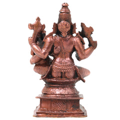 Copper Lakshmi Narasimha Idol, Sri Narahari Murti Traditional Chola Pooja Home Decor Gift, Brown, 4.5 Inch, 1 Piece