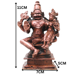 Copper Lakshmi Narasimha Idol, Sri Narahari Murti Traditional Chola Pooja Home Decor Gift, Brown, 4.5 Inch, 1 Piece