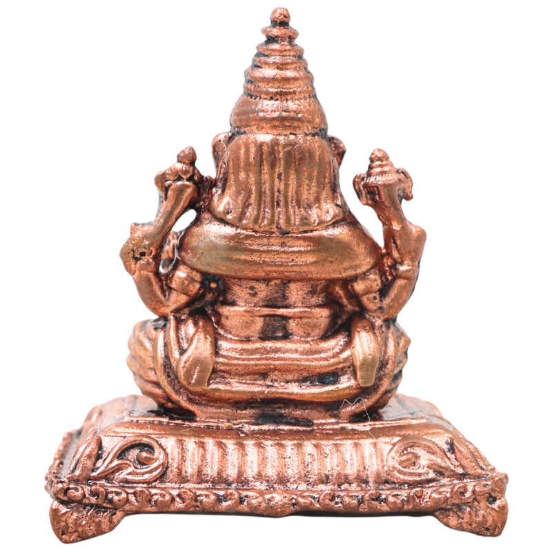Copper Ganesha Idol Handcrafted Ganapati Vinayaka Murti Traditional Chola Sculpture for Pooja Home Decor & Gifting, Brown, 2 Inch, 1 Piece