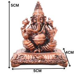 Copper Ganesha Idol Handcrafted Ganapati Vinayaka Murti Traditional Chola Sculpture for Pooja Home Decor & Gifting, Brown, 2 Inch, 1 Piece