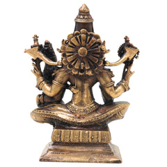 Brass Lakshmi Narasimha Idol Handcrafted Narahari Murti Traditional Chola Sculpture for Pooja, Decor & Gifting, Gold, 3 Inch, 1 Piece