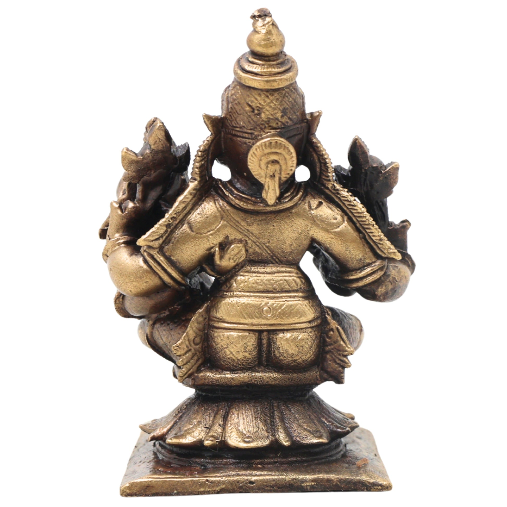 Brass Lakshmi Narasimha Idol, Handcrafted Narahari Swamy Traditional Chola Murti for Pooja, Decor & Gifting , Gold, 3 Inch, 1 Piece