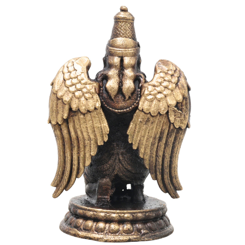 Brass Garuda Idol Vainateya Vishnu Vahana Murti Handcrafted Traditional Chola Statue for Pooja Decor & Gifting, Gold, 2.5 Inch, 1 Piece