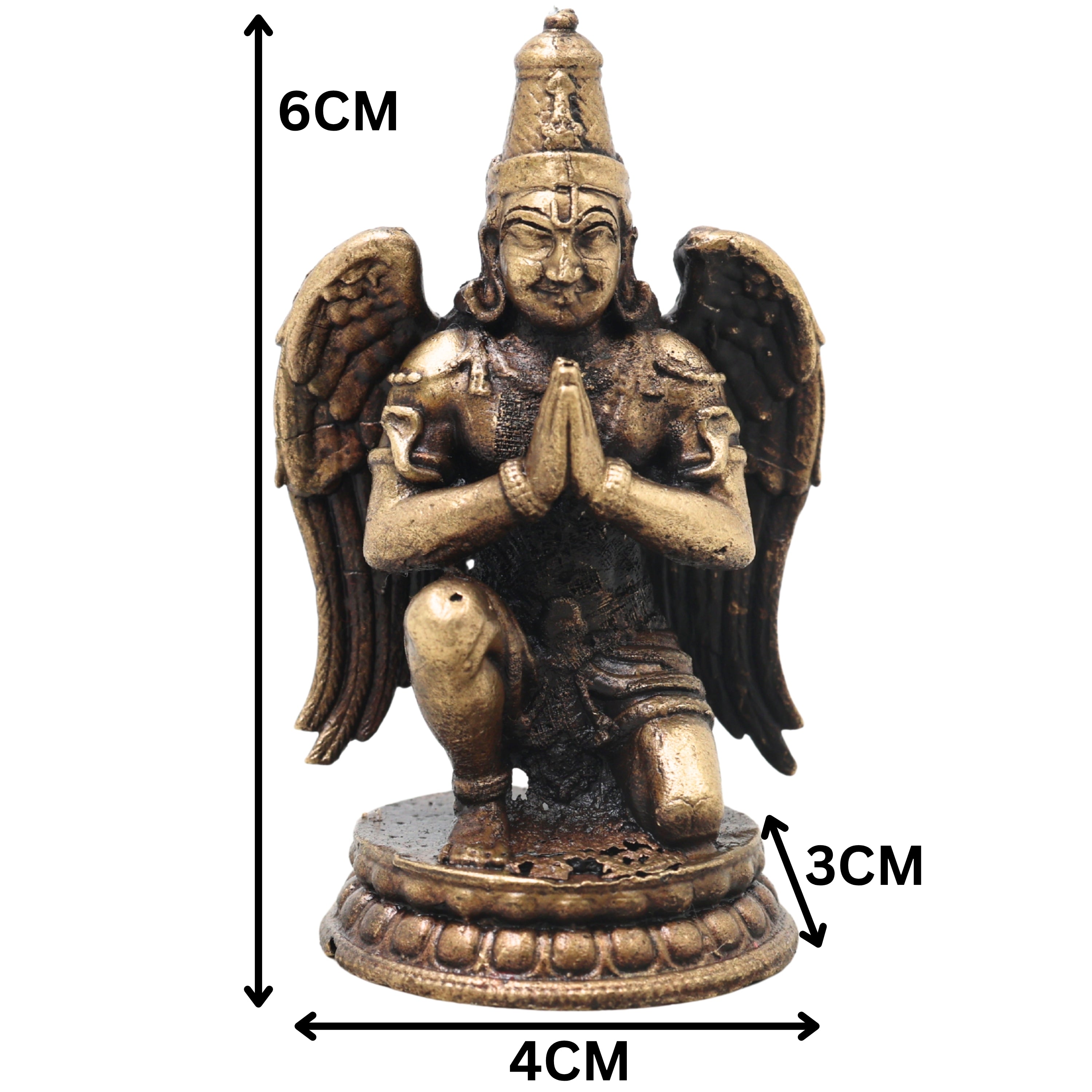 Brass Garuda Idol Vainateya Vishnu Vahana Murti Handcrafted Traditional Chola Statue for Pooja Decor & Gifting, Gold, 2.5 Inch, 1 Piece