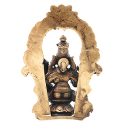 Brass Lakshmi Narayana Idol Handcrafted Traditional Chola Art Murti for Pooja, Home Decor & Gifting, Gold, 4 Inch, 1 Piece