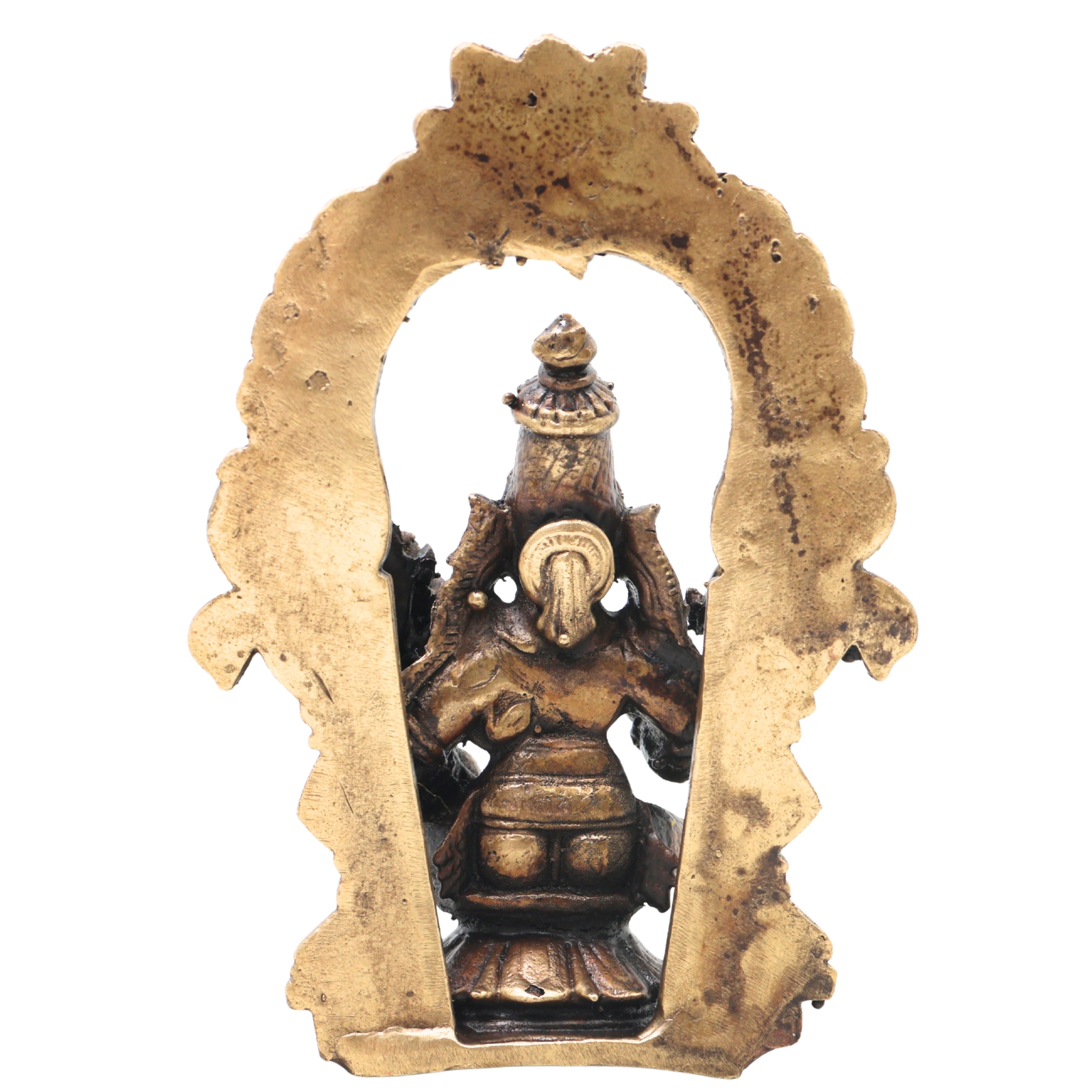 Brass Lakshmi Narayana Idol Handcrafted Traditional Chola Art Murti for Pooja, Home Decor & Gifting, Gold, 4 Inch, 1 Piece
