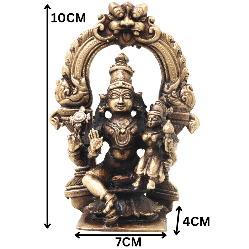 Brass Lakshmi Narayana Idol Handcrafted Traditional Chola Art Murti for Pooja, Home Decor & Gifting, Gold, 4 Inch, 1 Piece