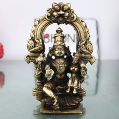 Brass Lakshmi Narayana Idol Handcrafted Traditional Chola Art Murti for Pooja, Home Decor & Gifting, Gold, 4 Inch, 1 Piece