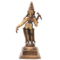 Brass Meenakshi Amman Idol Handcrafted Traditional Chola Style Murti for Pooja Home Decor & Spiritual Gifting, Gold, 5.5 Inch, 1 Piece