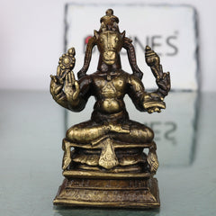 Brass Hayagriva Idol Handcrafted Traditional Chola Style, Sri Hayagreeva Vishnu Murti for Pooja, Decor & Gifting, Gold, 3.5 Inch, 1 Piece