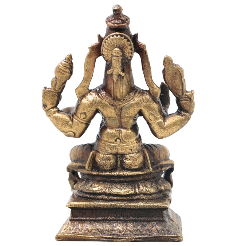 Brass Hayagriva Idol Handcrafted Traditional Chola Style, Sri Hayagreeva Vishnu Murti for Pooja, Decor & Gifting, Gold, 3.5 Inch, 1 Piece