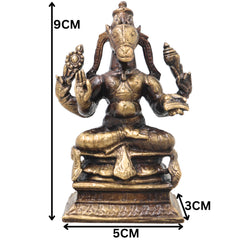 Brass Hayagriva Idol Handcrafted Traditional Chola Style, Sri Hayagreeva Vishnu Murti for Pooja, Decor & Gifting, Gold, 3.5 Inch, 1 Piece