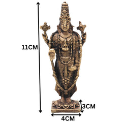 Handcrafted Brass Venkateshwara Idol, Tirupati Balaji Srinivasa Murti for Pooja, Home Decor & Gifting, Gold, 4.5 Inch, 1 Piece
