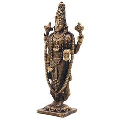 Handcrafted Brass Venkateshwara Idol, Tirupati Balaji Srinivasa Murti for Pooja, Home Decor & Gifting, Gold, 4.5 Inch, 1 Piece