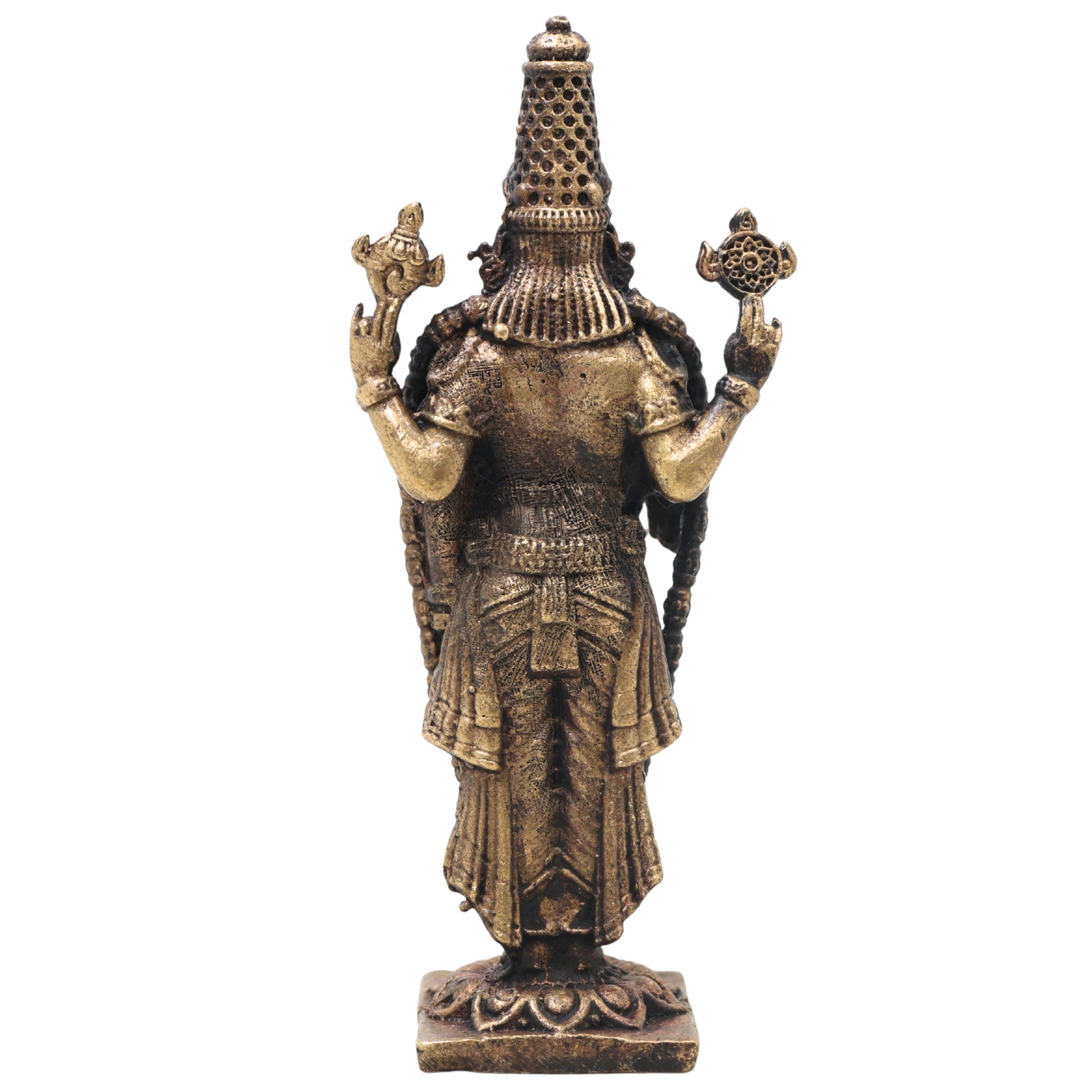 Handcrafted Brass Venkateshwara Idol, Tirupati Balaji Srinivasa Murti for Pooja, Home Decor & Gifting, Gold, 4.5 Inch, 1 Piece