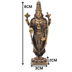 Handcrafted Brass Venkateshwara Idol, Tirupati Balaji Srinivasa Murti for Pooja, Home Decor & Spiritual Gifting, Gold, 3 Inch, 1 Piece