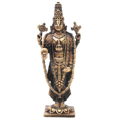 Brass Venkateshwara Idol, Handcrafted Tirupati Balaji Srinivasa Murti for Pooja, Home Decor & Gifting, Gold, 3 Inch, 1 Piece